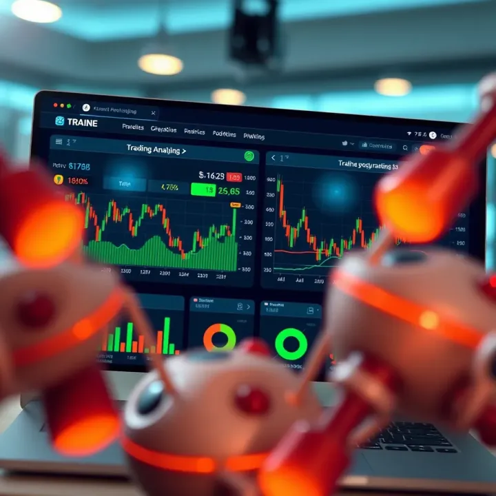 Dashboard interface of a trading bot with indicators and analytics