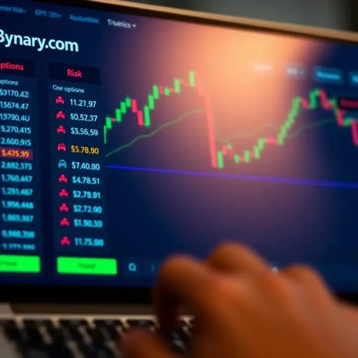 Binary.com Platform Interface with Options and Risk Controls Binary.com trading platform interface showing options selection and risk management tools