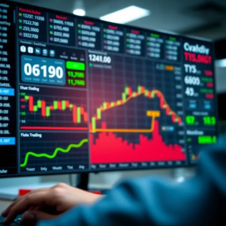 Dashboard displaying binary trading options and market analytics