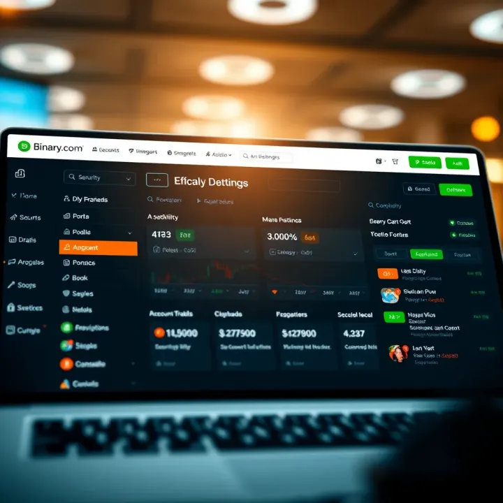 Efficient Navigation and Security Settings on Binary.com Dashboard view of Binary.com account management showing security settings and navigation options