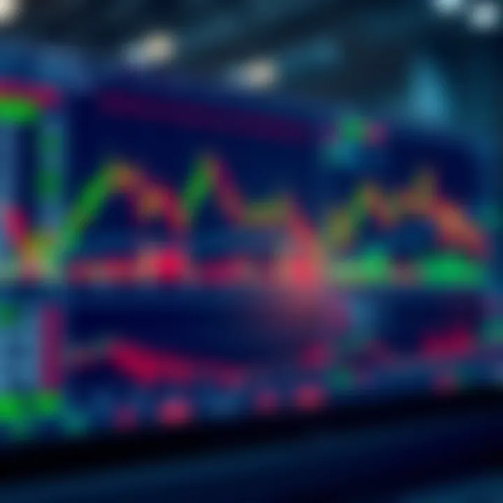Illustration of a digital trading platform interface showing binary options charts and statistics