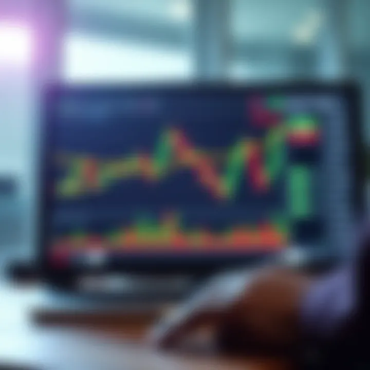 Illustration of digital trading platform interface displaying binary options chart and risk indicators
