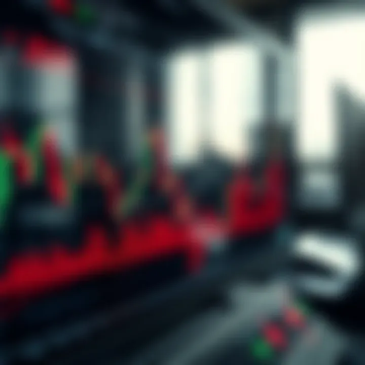 Graph displaying binary option price movements with technical indicators on a trading platform