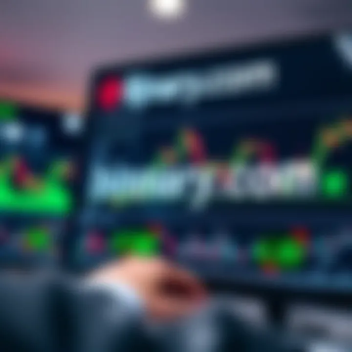 User interface showcasing various trading options and market charts on Binary.com platform