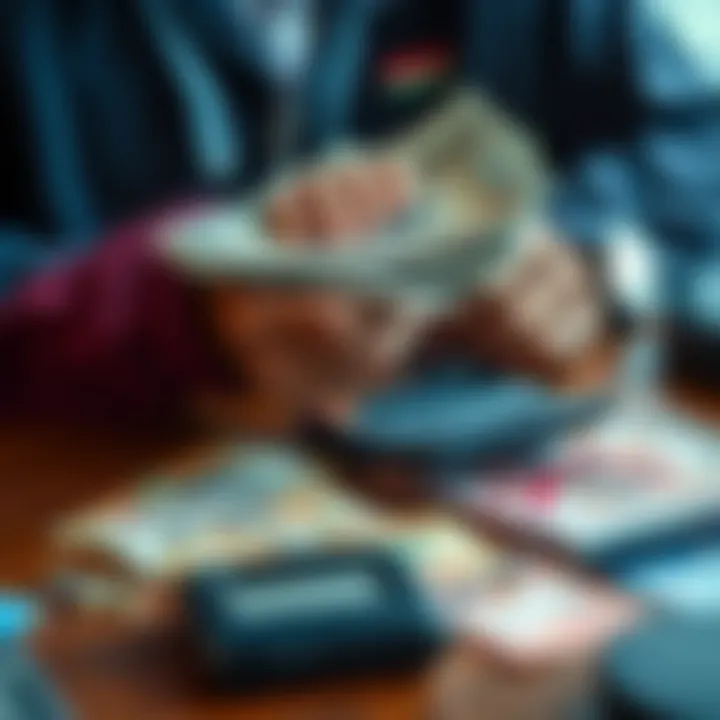 Effective Budgeting and Money Management for Travel in Kenya Traveler holding cash while planning expenses with a calculator and currency notes on a table