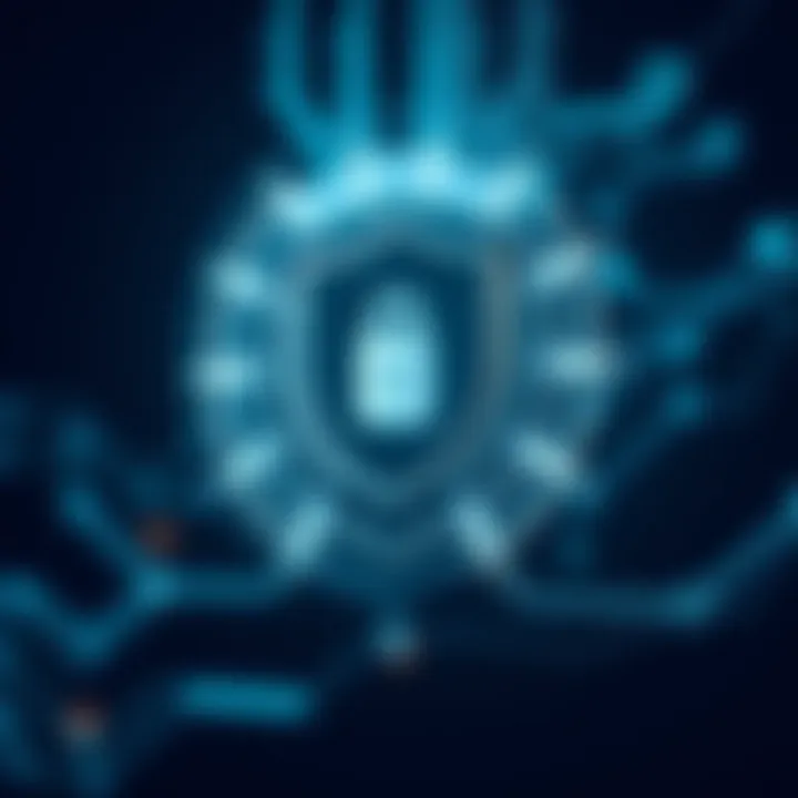 Illustration showing security shield protecting digital assets in automated cryptocurrency mining