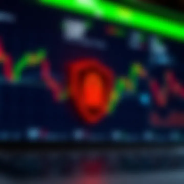 Safe and secure digital trading environment with shield icon and financial graphs