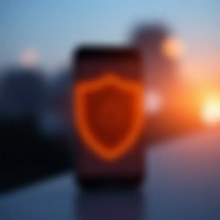 Illustration of a secure shield symbol over a smartphone representing app security for Kenyan traders