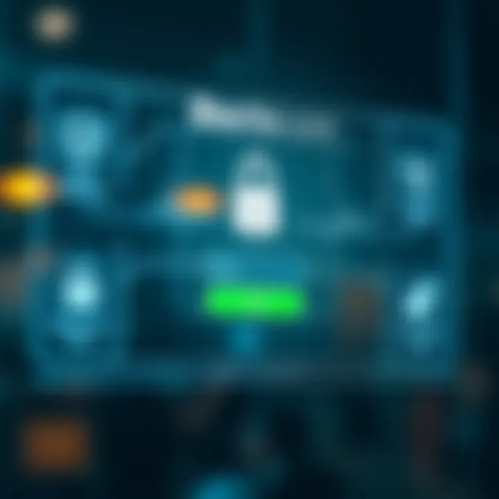 Secure login screen with security icons representing protection and confidentiality