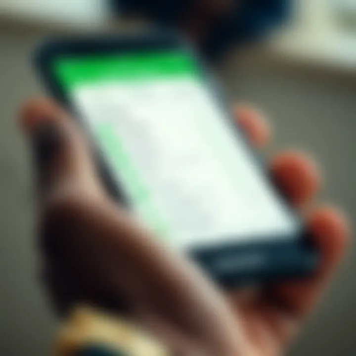 Mobile phone displaying Mpesa menu options for making a payment