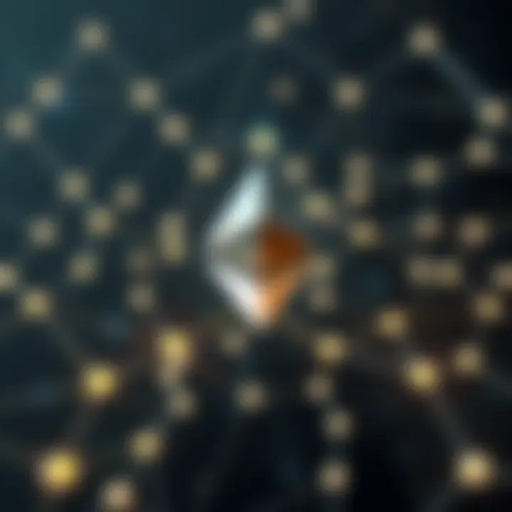 Overview of Ethereum Blockchain Technology Illustration of Ethereum blockchain technology with network nodes and digital connections