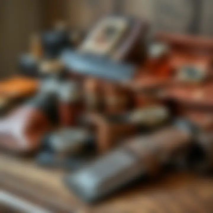 Various leather goods displayed on a wooden surface, illustrating practical uses