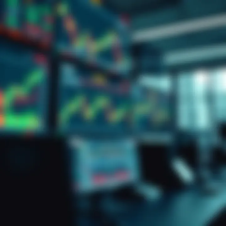 Global currency market trends displayed on multiple screens with charts and graphs