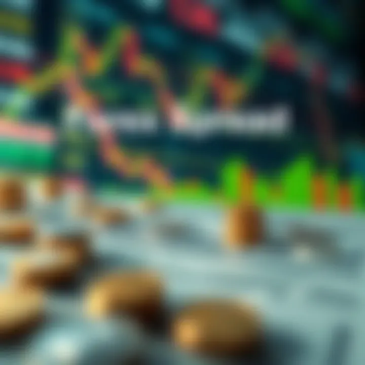 Visual representation of factors affecting forex spread including market volatility and broker policies
