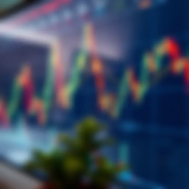 Chart showing currency pairs fluctuations in the forex market