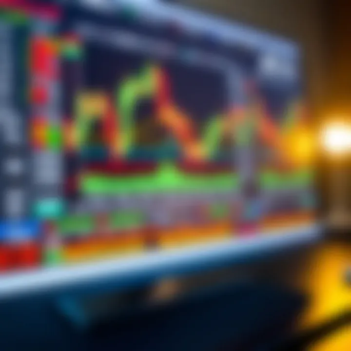 Computer screen displaying forex trading platform interface with charts and analysis tools