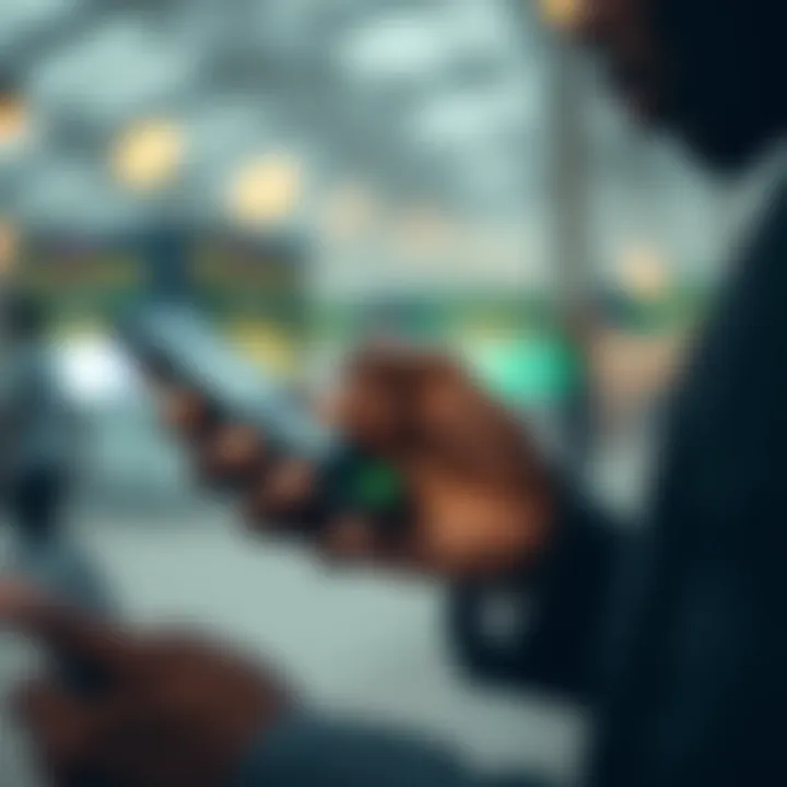 Digital payment on mobile phone illustrating M-Pesa transaction for trading