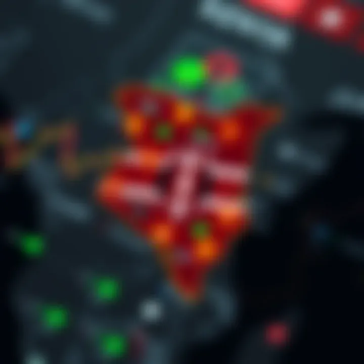 Map of Kenya with financial symbols indicating market activity and trading opportunities