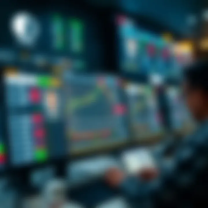 Illustration of a digital platform displaying trader profiles and performance metrics