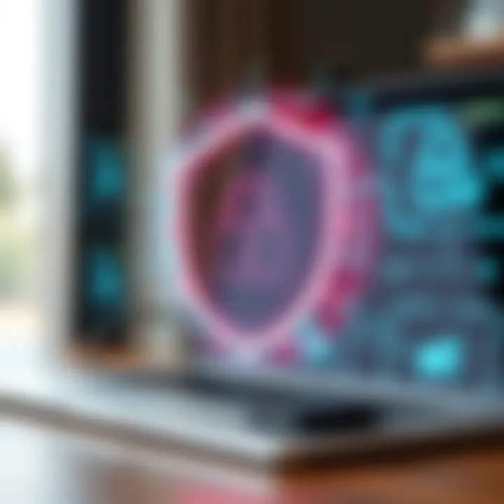 Secure online transaction symbol with digital security icons representing safety in online surveys