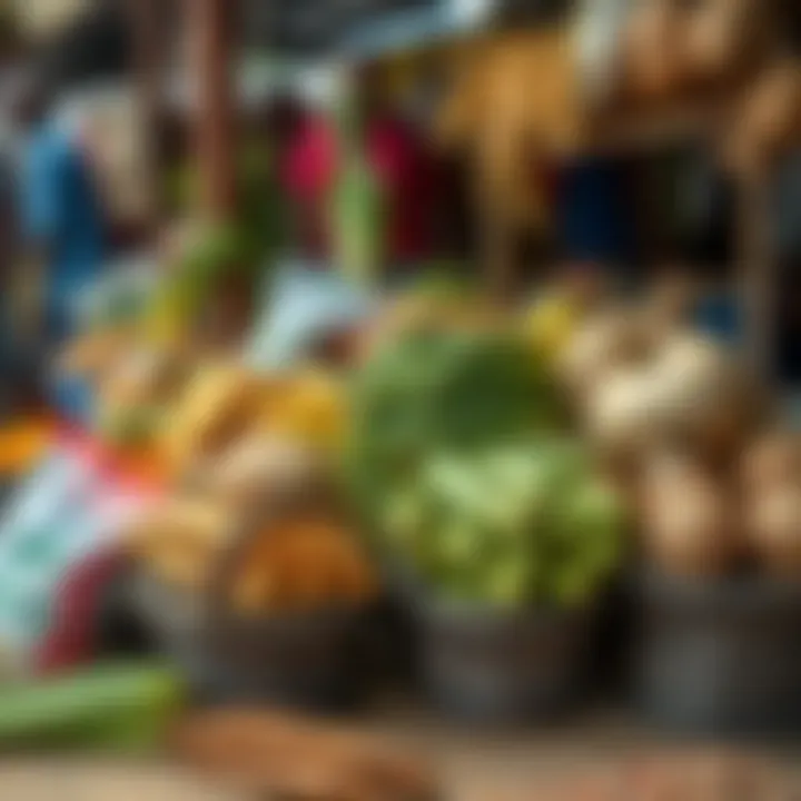 Various agricultural products displayed in a market setting in Kenya