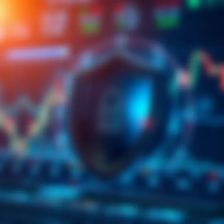 Visual representation of security shield protecting account access on trading platform