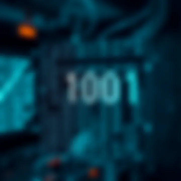 Diagram showing binary digits representing data within a computer system