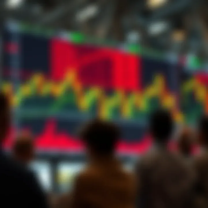 Illustration of economic impact with fluctuating stock market charts and investor reactions