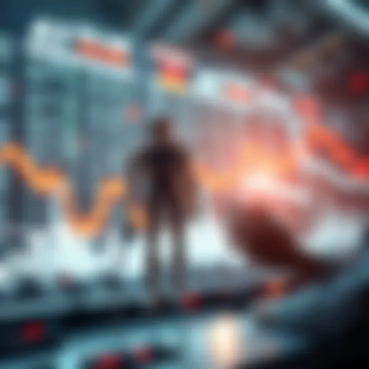 Conceptual visualization of financial market dynamics influenced by algorithmic bots