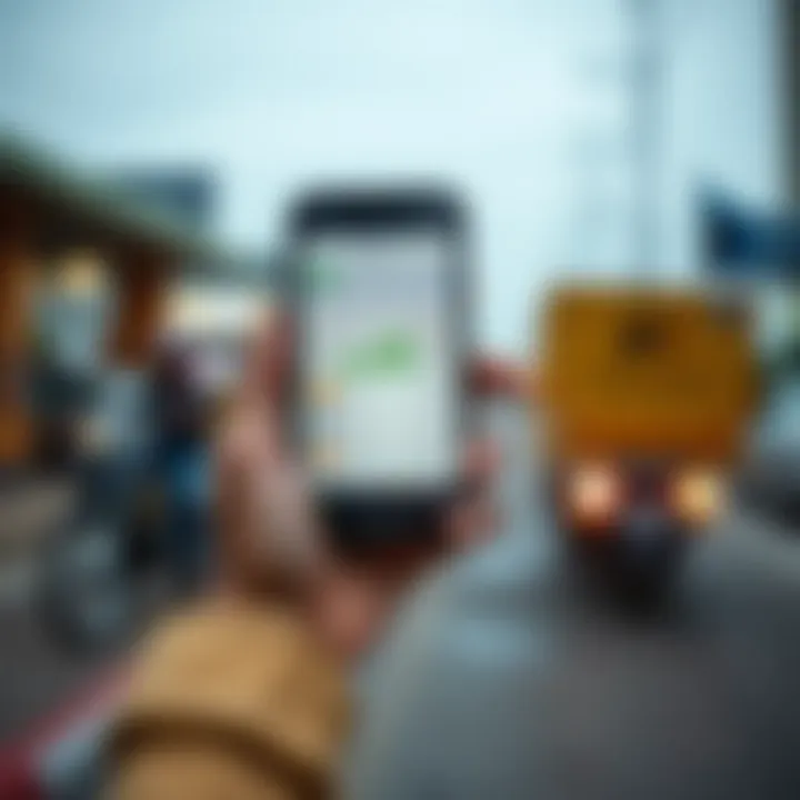 Mobile phone displaying a delivery tracking app with real-time updates