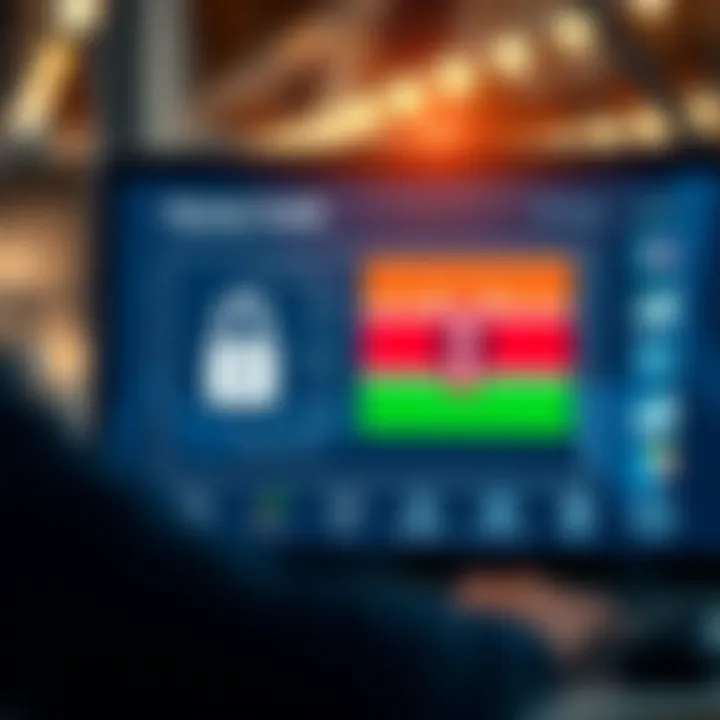 Illustration of secure online registration with Kenyan flag symbol and digital security icons