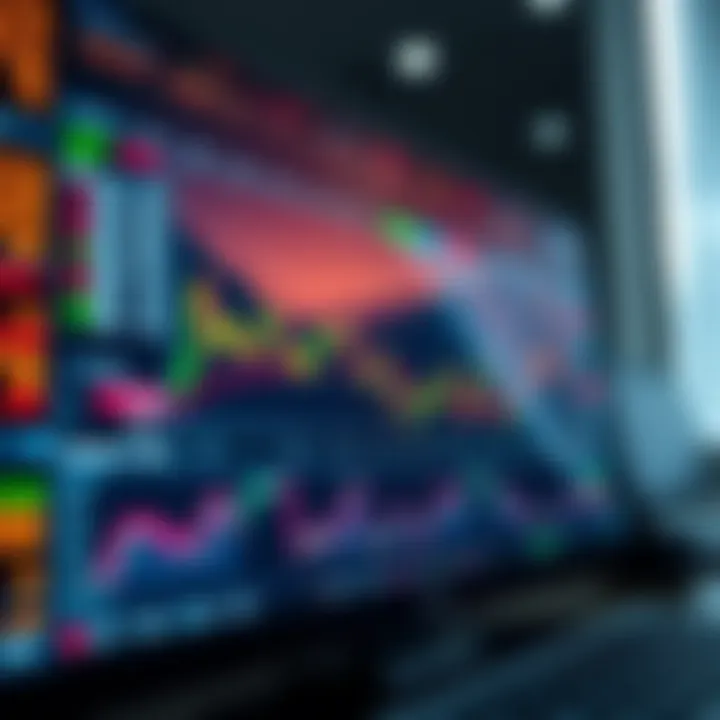 Dashboard view of an online trading platform showing charts and real-time market data