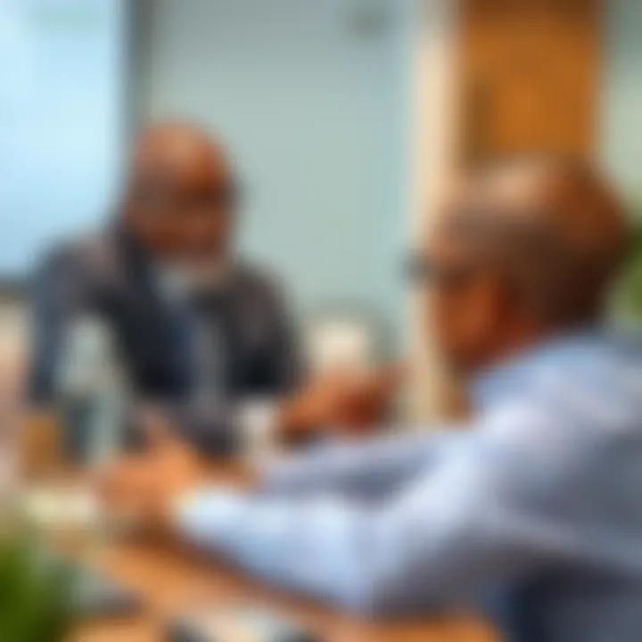 A financial advisor discussing investment options with a client in an office setting