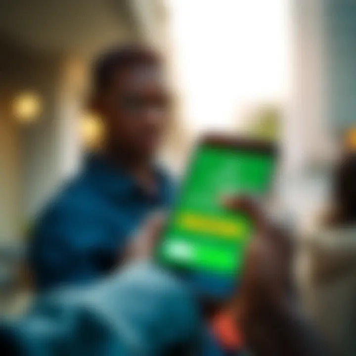 Illustration of mobile phone showing M-Pesa payment method used for online trading deposits