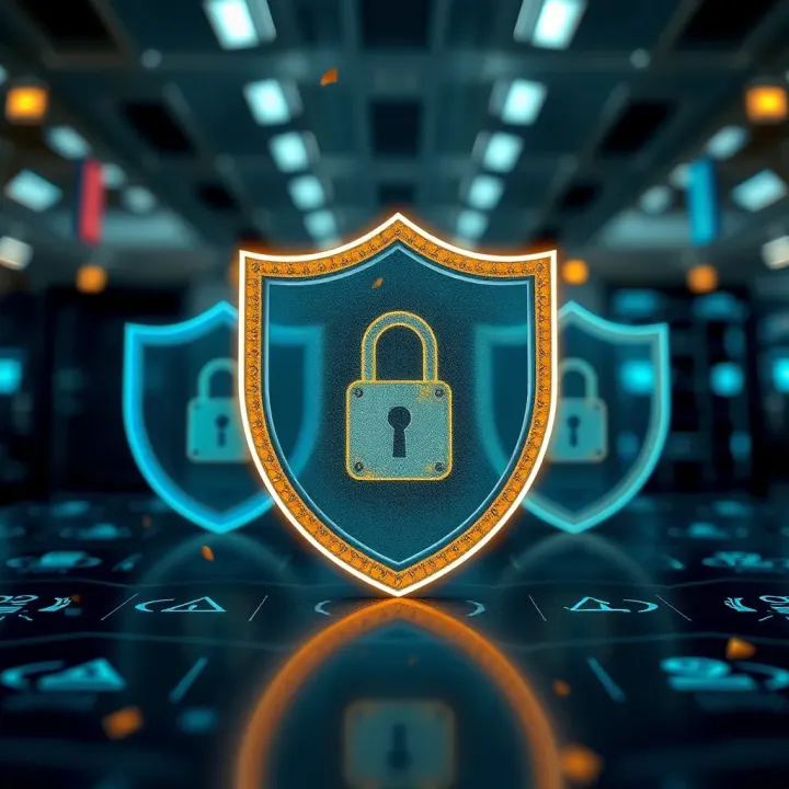 Visual representation of security shields and regulatory symbols protecting online trading platforms