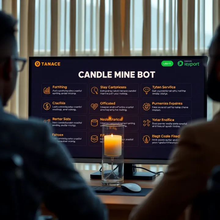 Interface of Candle Mine Bot displaying various features and functions on screen
