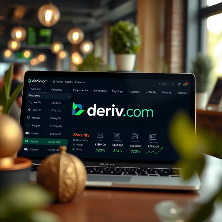 Visual representation of Deriv.com account types alongside features such as security and payment methods