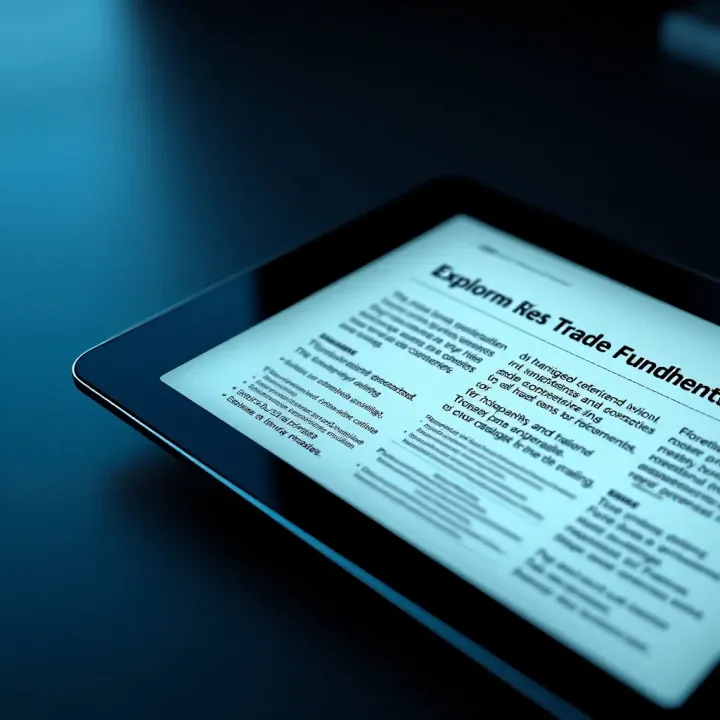 Exploring Forex Trading Fundamentals Within PDF Guides Visual representation of key forex trading concepts highlighted in an open PDF document on a tablet screen