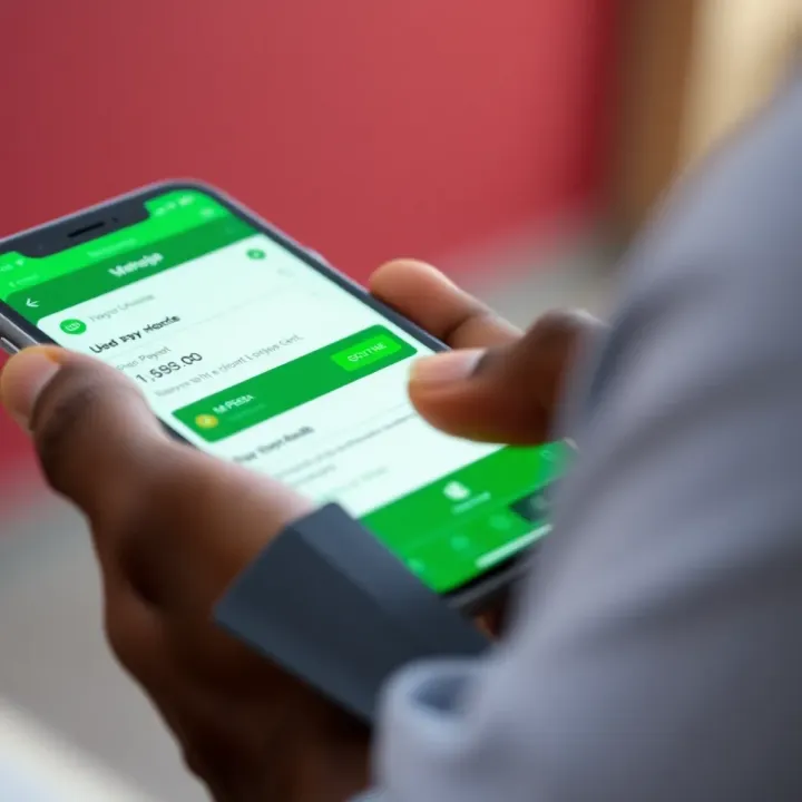 Using M-Pesa for Cryptocurrency Transactions in Kenya Mobile phone screen showing M-Pesa payment transaction linked to cryptocurrency exchange