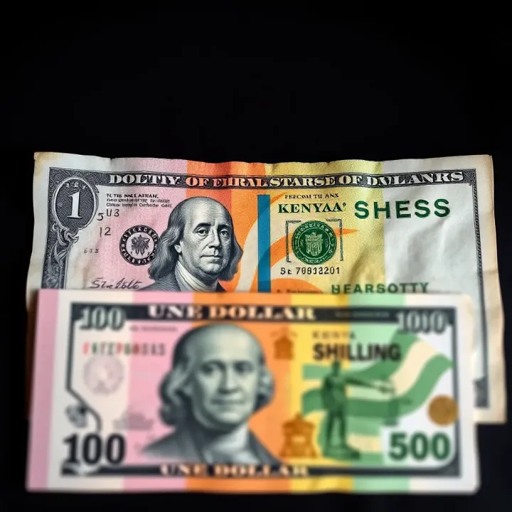 Various currency notes illustrating US Dollar and Kenyan Shilling side by side