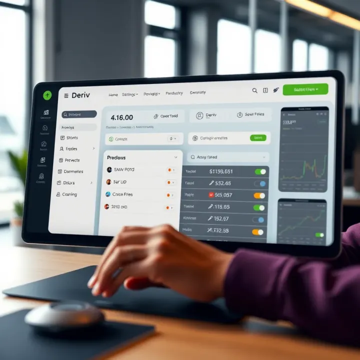 Managing Profile and Navigating Deriv Platform Dashboard showcasing user profile settings and navigation options on Deriv platform