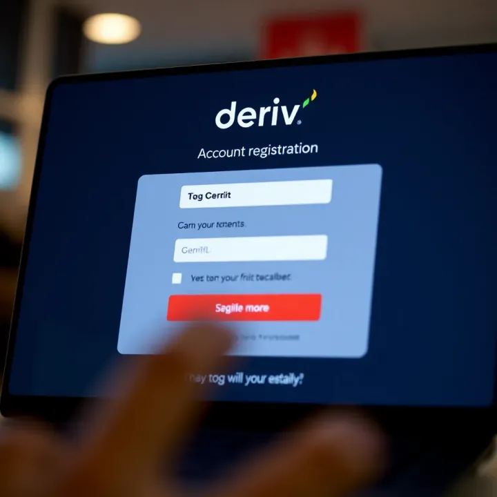 User interface showing Deriv account registration form with input fields