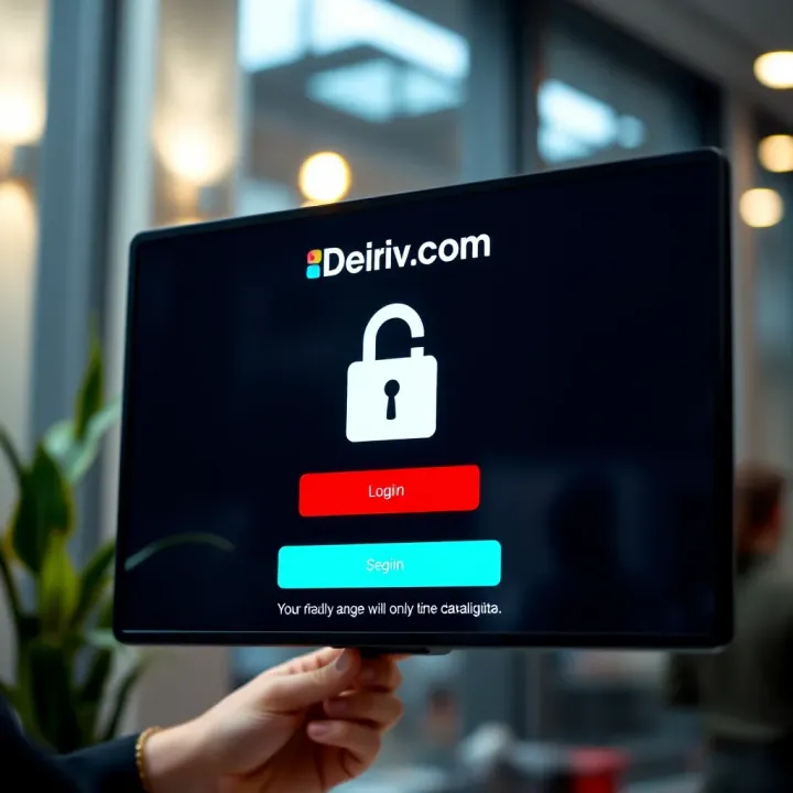 User interface showing secure login screen on Deriv.com platform