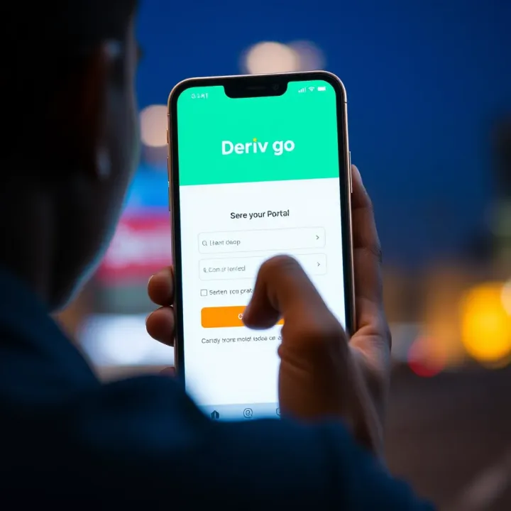 User entering credentials on the Deriv Go login screen on a mobile device in Kenya