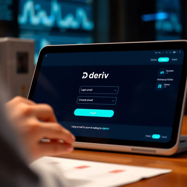 Secure login interface for Deriv using email credentials on a digital device