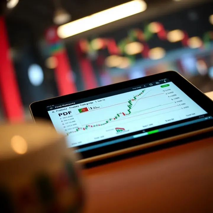 Visual of a digital tablet displaying PDF documents related to forex strategies and Kenyan trading regulations