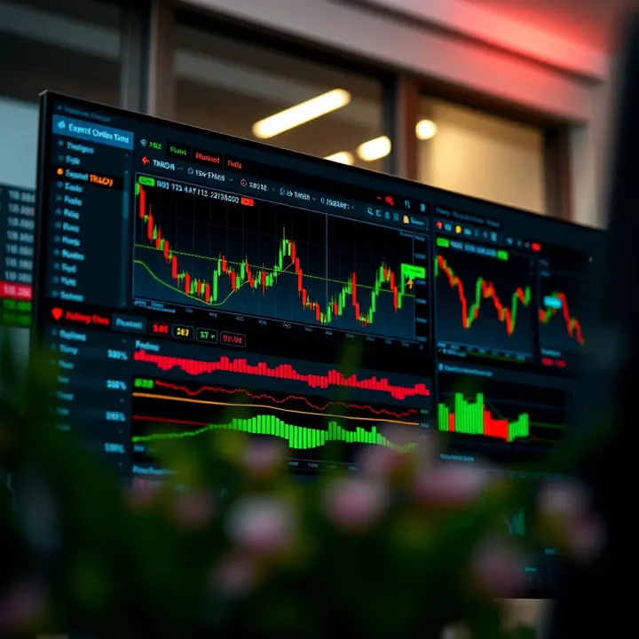 Expert Option trading platform dashboard displaying various trading instruments and charts