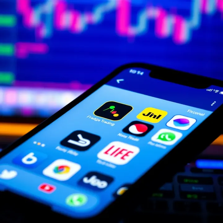 Mobile phone screen displaying various forex trading app icons suitable for Kenyan traders