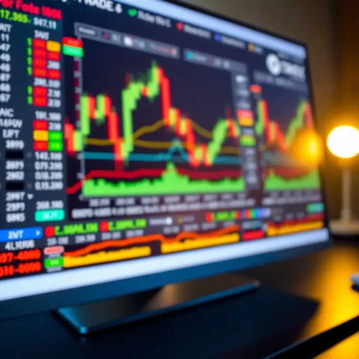 Computer screen displaying forex trading platform interface with charts and analysis tools