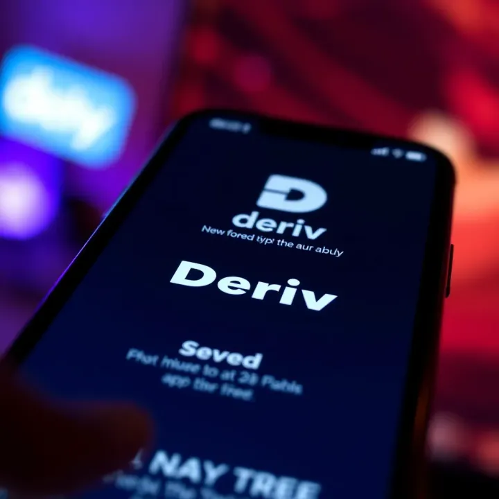 User interface showing the Deriv app download screen on a mobile device
